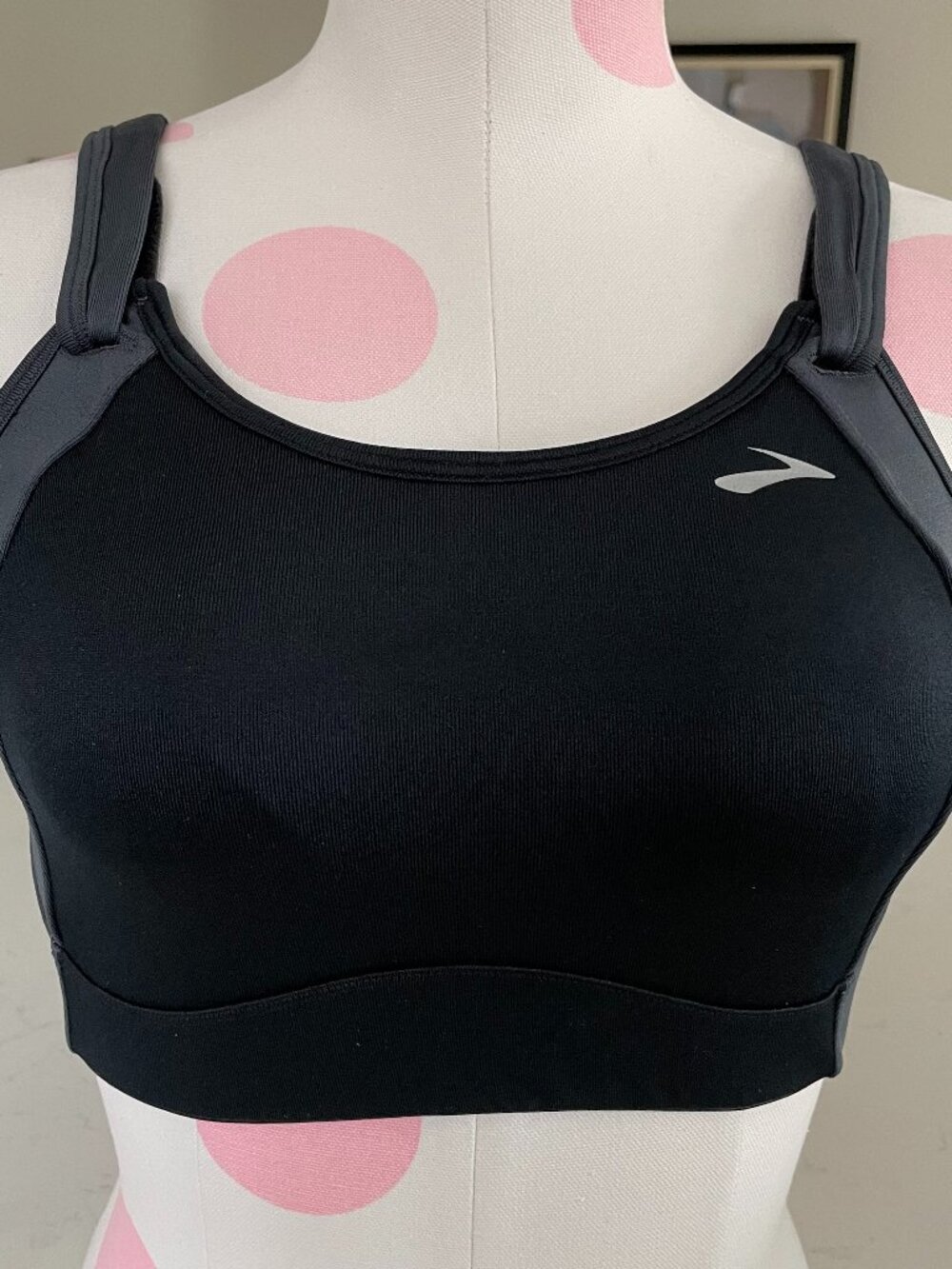 Brooks Fiona Activewear Poly Spandex Running Sports Bra Black + Grey Sz 34D